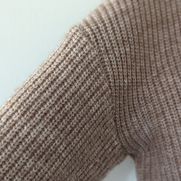 Tan High Neck Cropped Sweater - Picture 4 of 4